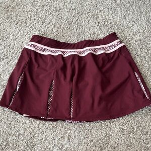 LBH Maroon tennis Athletic Skort with Patterned Trim
